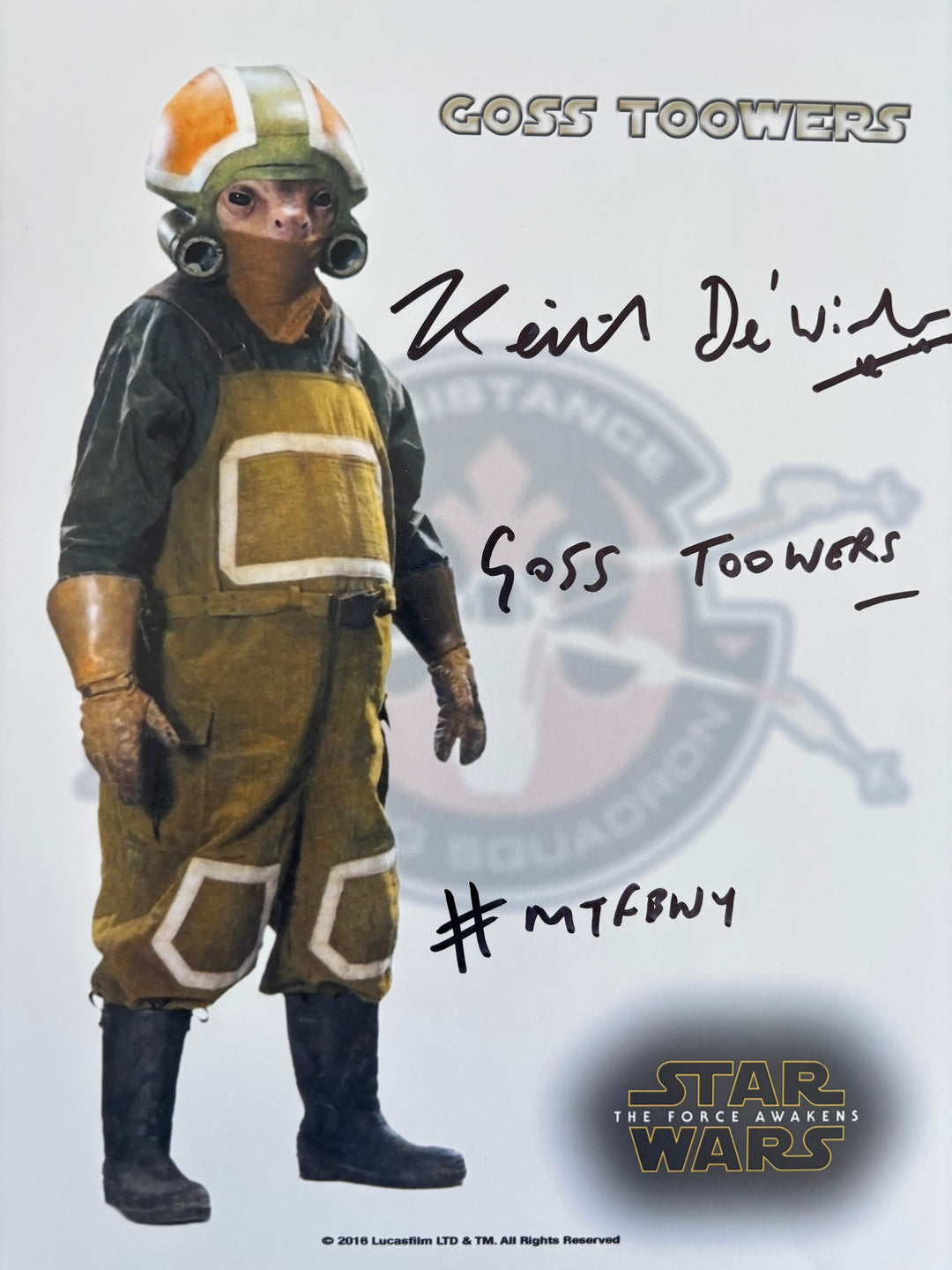 Keith De Winter signed Autograph 8x10 Star Wars